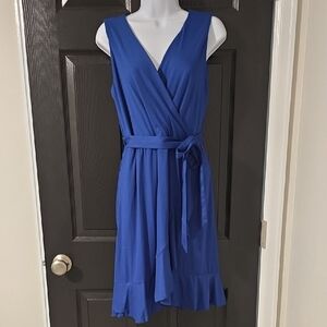Soma Royal Blue Wrap Midi Dress with Waist Tie